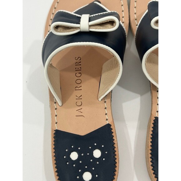 Jack Rogers Thong Sandals Women’s Size 7.5 Color Navy Blue White Giselle Bow - Picture 8 of 10